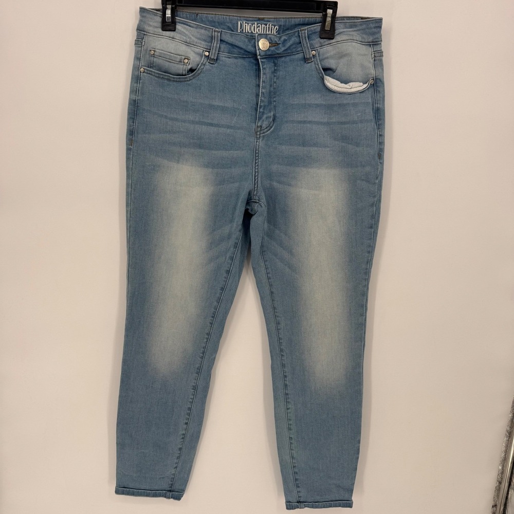Rhodanthe Women's Light Wash Skinny Boyfriend High rise‎ Jeans Ankle Size 14